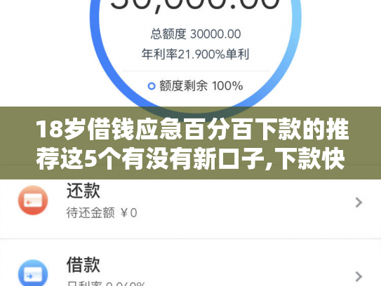 18岁借钱应急百分百下款的推荐这5个有没有新口子,下款快点的不看征信