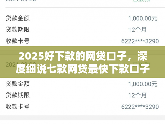 2025好下款的网贷口子，深度细说七款网贷最快下款口子