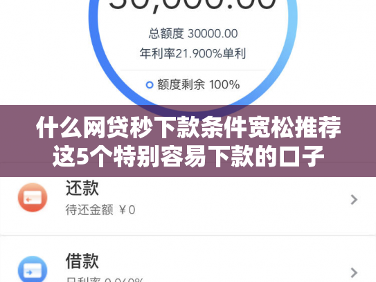 什么网贷秒下款条件宽松推荐这5个特别容易下款的口子