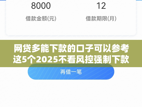 网贷多能下款的口子可以参考这5个2025不看风控强制下款的网贷