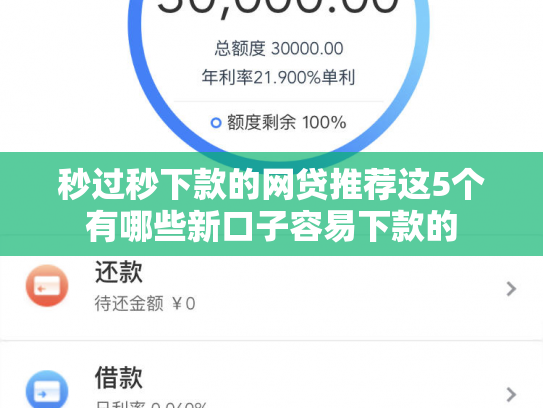 秒过秒下款的网贷推荐这5个有哪些新口子容易下款的