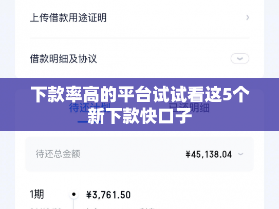 下款率高的平台试试看这5个新下款快口子