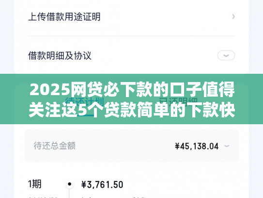 2025网贷必下款的口子值得关注这5个贷款简单的下款快
