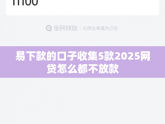 易下款的口子收集5款2025网贷怎么都不放款