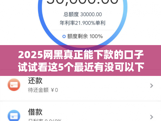 2025网黑真正能下款的口子试试看这5个最近有没可以下款的口子