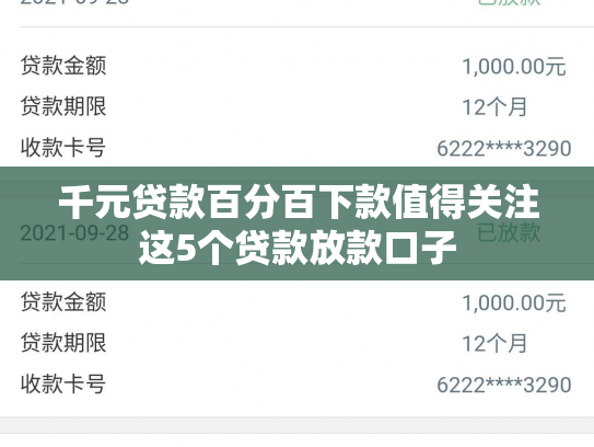 千元贷款百分百下款值得关注这5个贷款放款口子