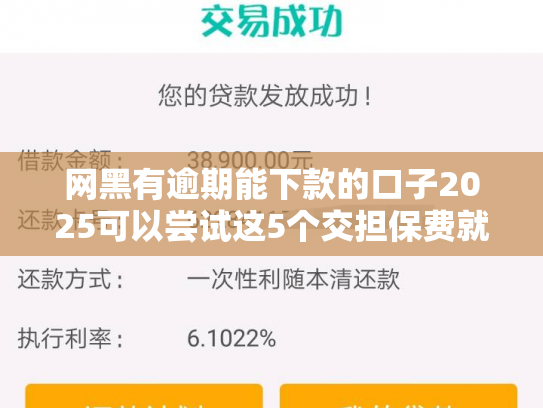 网黑有逾期能下款的口子2025可以尝试这5个交担保费就能下款的网贷