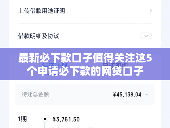 最新必下款口子值得关注这5个申请必下款的网贷口子