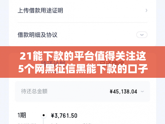 21能下款的平台值得关注这5个网黑征信黑能下款的口子