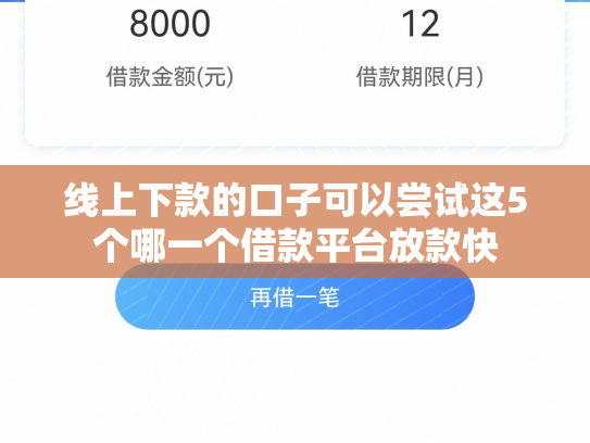 线上下款的口子可以尝试这5个哪一个借款平台放款快