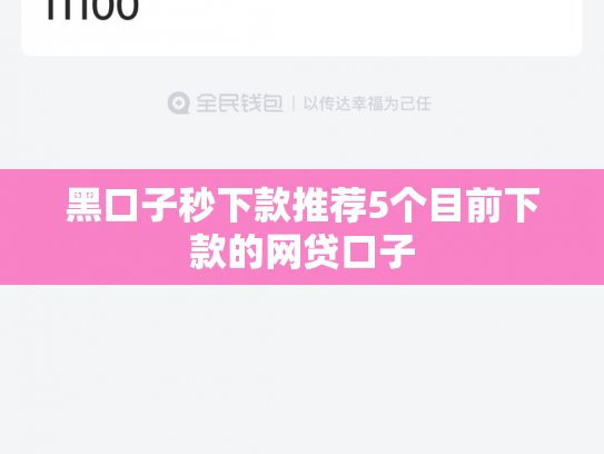 黑口子秒下款推荐5个目前下款的网贷口子