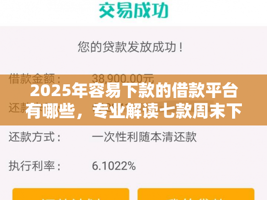 2025年容易下款的借款平台有哪些，专业解读七款周末下款的网贷口子