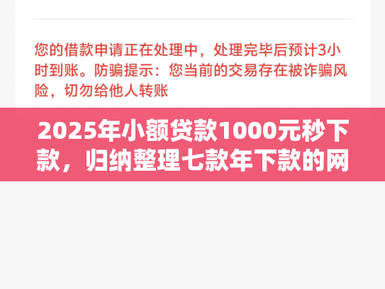 2025年小额贷款1000元秒下款，归纳整理七款年下款的网贷口子