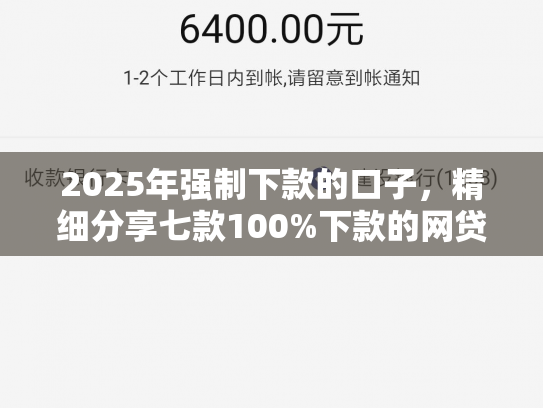 2025年强制下款的口子，精细分享七款100%下款的网贷口子