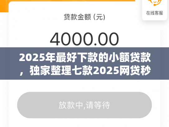 2025年最好下款的小额贷款，独家整理七款2025网贷秒下款口子