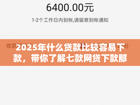 2025年什么贷款比较容易下款，带你了解七款网贷下款那些口子最快