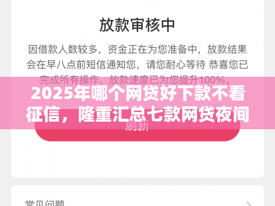 2025年哪个网贷好下款不看征信，隆重汇总七款网贷夜间下款的口子