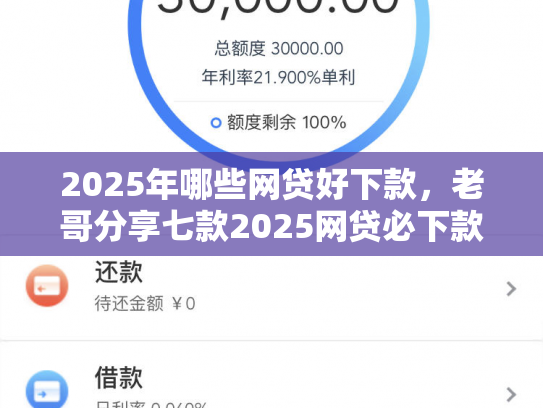 2025年哪些网贷好下款，老哥分享七款2025网贷必下款口子