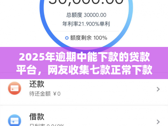2025年逾期中能下款的贷款平台，网友收集七款正常下款的网贷口子