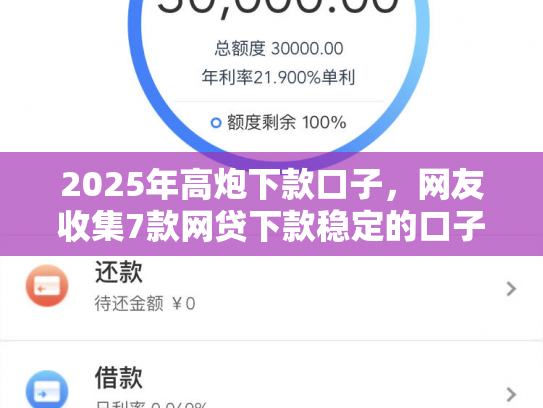 2025年高炮下款口子，网友收集7款网贷下款稳定的口子