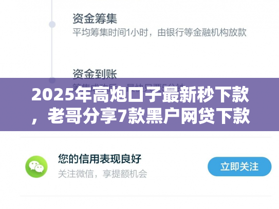 2025年高炮口子最新秒下款，老哥分享7款黑户网贷下款的口子