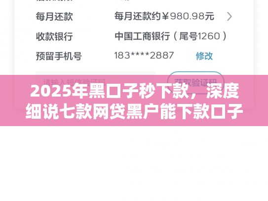2025年黑口子秒下款，深度细说七款网贷黑户能下款口子