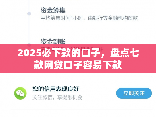 2025必下款的口子，盘点七款网贷口子容易下款