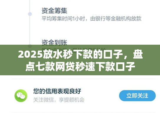 2025放水秒下款的口子，盘点七款网贷秒速下款口子