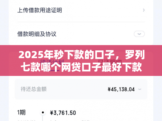 2025年秒下款的口子，罗列七款哪个网贷口子最好下款
