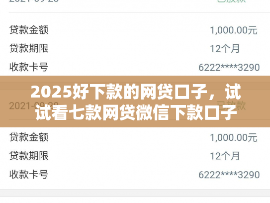 2025好下款的网贷口子，试试看七款网贷微信下款口子