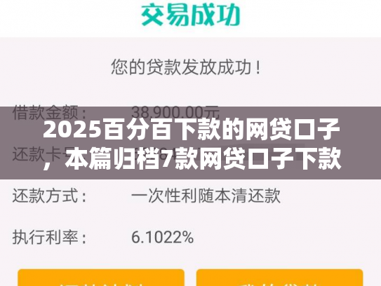 2025百分百下款的网贷口子，本篇归档7款网贷口子下款流程