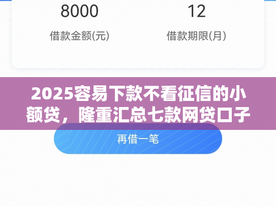 2025容易下款不看征信的小额贷，隆重汇总七款网贷口子额度大好下款