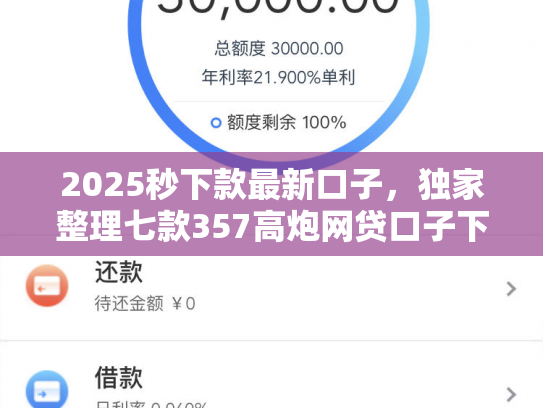 2025秒下款最新口子，独家整理七款357高炮网贷口子下款
