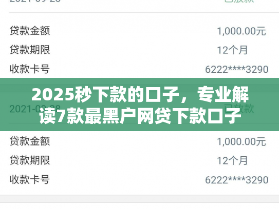 2025秒下款的口子，专业解读7款最黑户网贷下款口子