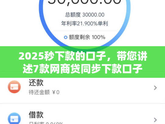 2025秒下款的口子，带您讲述7款网商贷同步下款口子