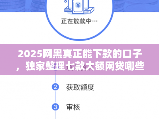 2025网黑真正能下款的口子，独家整理七款大额网贷哪些口子好下款