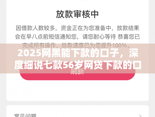 2025网黑能下款的口子，深度细说七款56岁网贷下款的口子