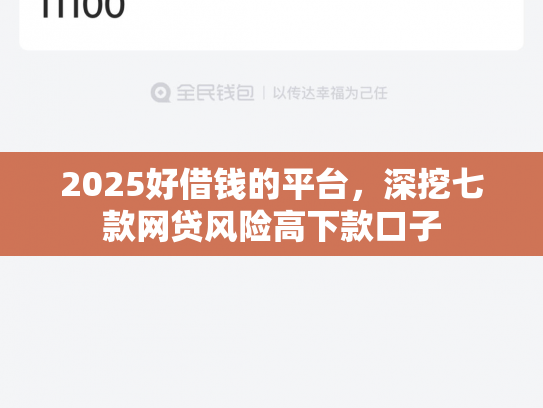 2025好借钱的平台，深挖七款网贷风险高下款口子