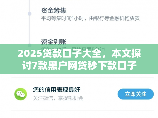 2025贷款口子大全，本文探讨7款黑户网贷秒下款口子