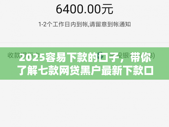 2025容易下款的口子，带你了解七款网贷黑户最新下款口子