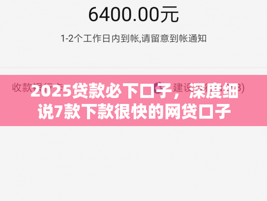 2025贷款必下口子，深度细说7款下款很快的网贷口子