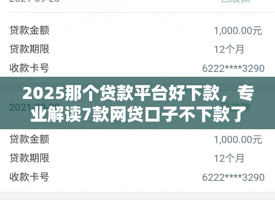 2025那个贷款平台好下款，专业解读7款网贷口子不下款了