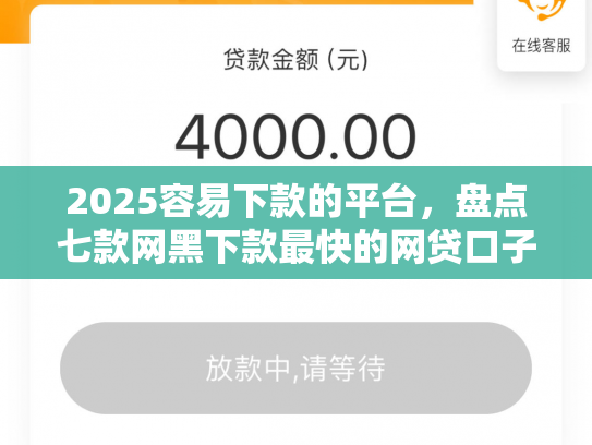 2025容易下款的平台，盘点七款网黑下款最快的网贷口子