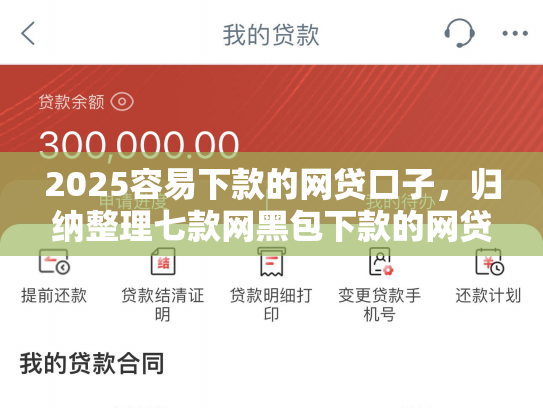 2025容易下款的网贷口子，归纳整理七款网黑包下款的网贷口子