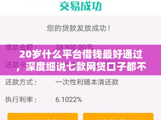 20岁什么平台借钱最好通过，深度细说七款网贷口子都不下款了