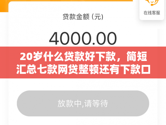 20岁什么贷款好下款，简短汇总七款网贷整顿还有下款口子吗