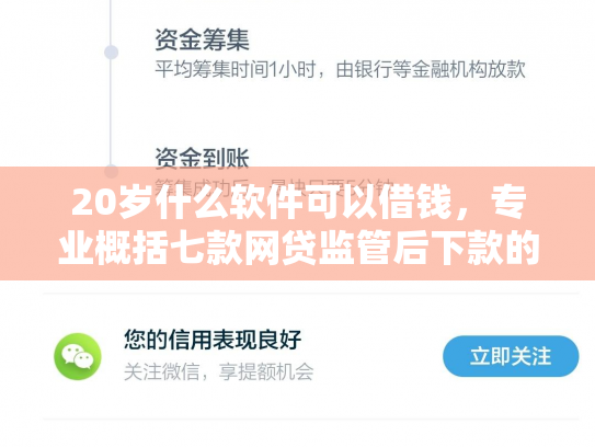 20岁什么软件可以借钱，专业概括七款网贷监管后下款的口子