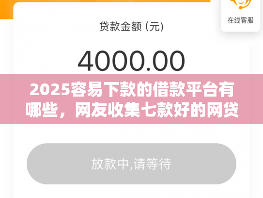 2025容易下款的借款平台有哪些，网友收集七款好的网贷下款口子