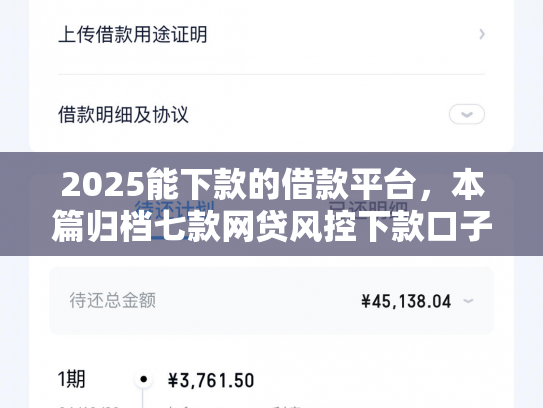 2025能下款的借款平台，本篇归档七款网贷风控下款口子