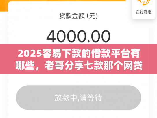 2025容易下款的借款平台有哪些，老哥分享七款那个网贷口子容易下款